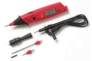 Includes alligator clip, ground test lead, spare probe tip and installed batteries 