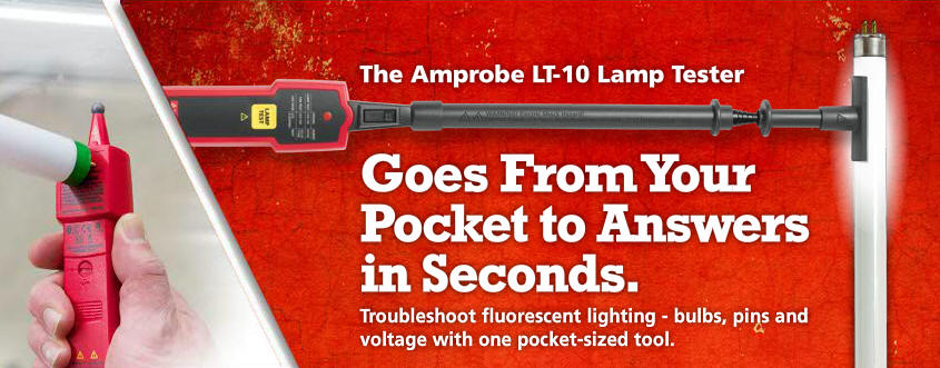 The Amprobe LT-10 Lamp Tester takes the guess work out of troubleshooting fluorescent light fixtures.
