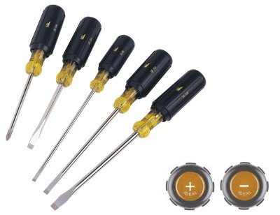 5 Piece Screwdriver Set - Easily Identifiable from the Top
