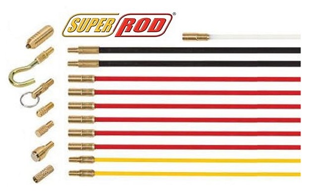 The Super Rod Deluxe Set has a choice of four flexibilities, 10m (32ft) of rod and 7 cable handling attachments, allowing you to take on difficult cable routing tasks.