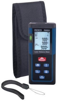 The REED R8004 Includes: Laser Distance Meter, Wrist Strap, Batteries & Carrying Case