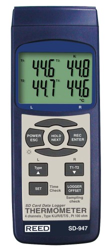 REED SD-947 4-Channel Thermocouple Thermometer Datalogger